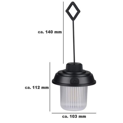 Grundig - Lampe de camping LED, 3×AA, 3000/4500/6000 K, IP44, noire
