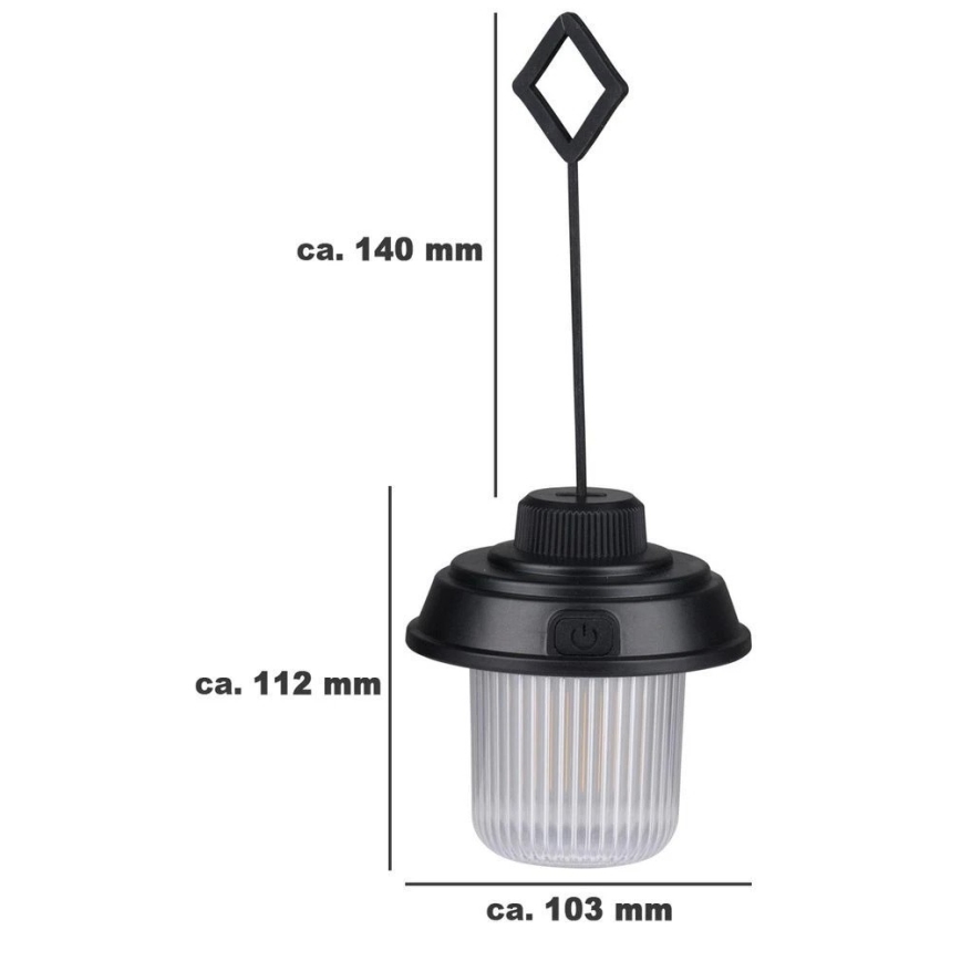 Grundig - Lanterna da campeggio LED/3xAA 3000/4500/6000K IP44 nera