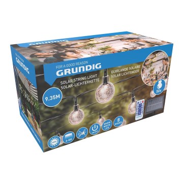 Grundig - LED-dimmbar Solarlichterkette 50xLED/8 Funktionen 9,35m warmweiß 1200 mAh IP44 + Fernbedienung