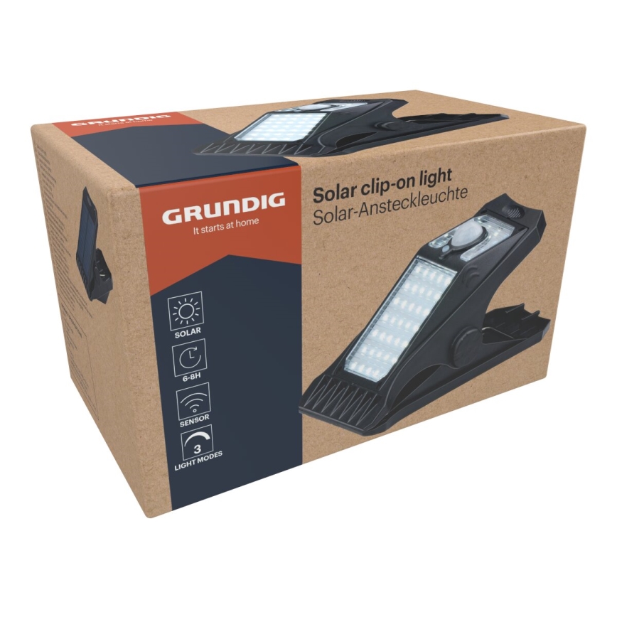 Grundig - Luce solare a LED con sensore CLIP-ON LED/9W/3,7V IP44