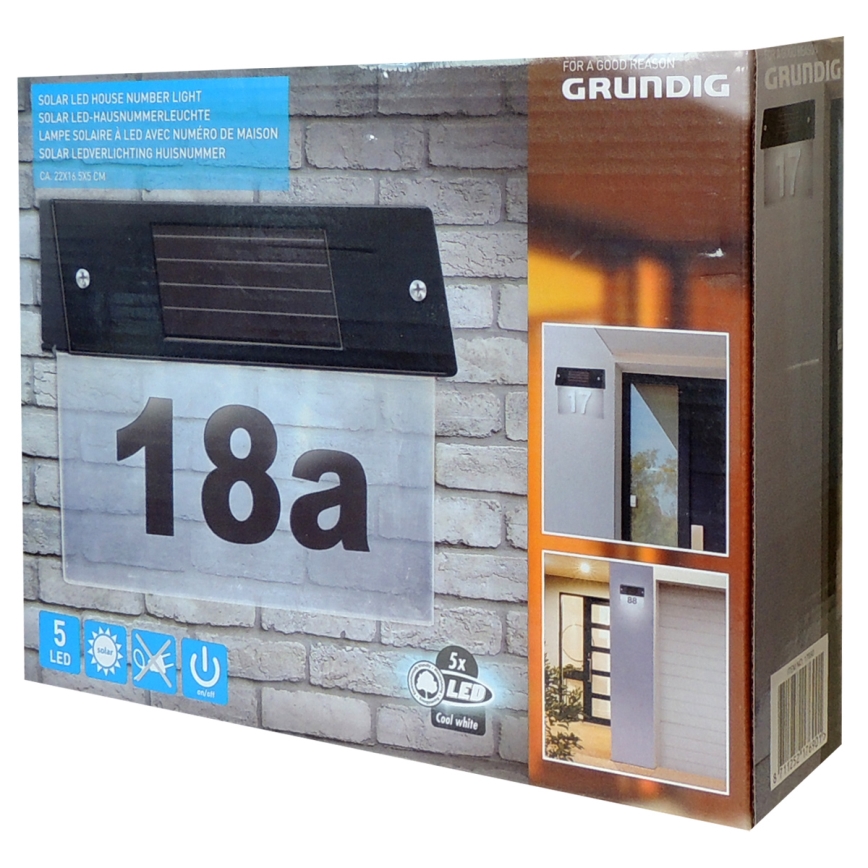 Grundig - Numero civico solare a LED con sensore LED/1,2V IP44