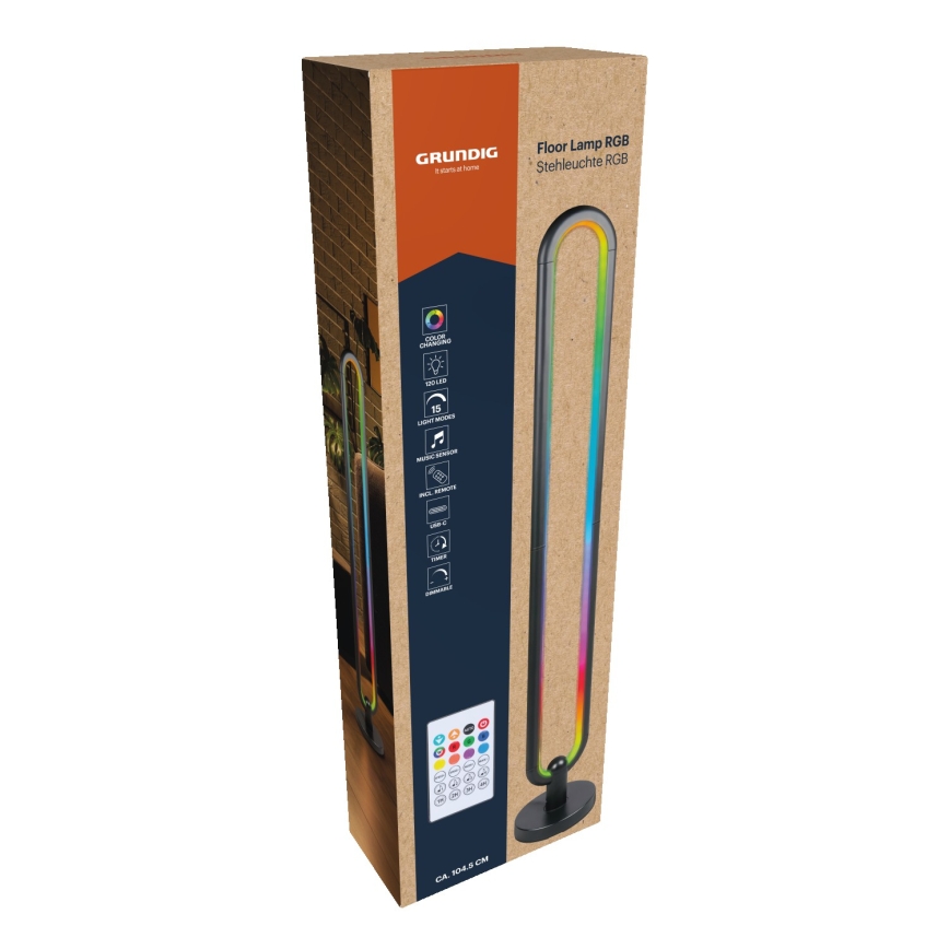 Grundig - dimmbare LED-RGB-Stehlampe, LED/8W/5V, mit Fernbedienung