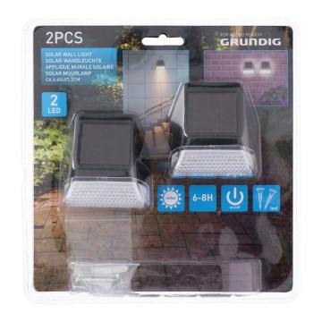 Grundig - SET 2x Applique murale LED solaire 2xLED/1xAA