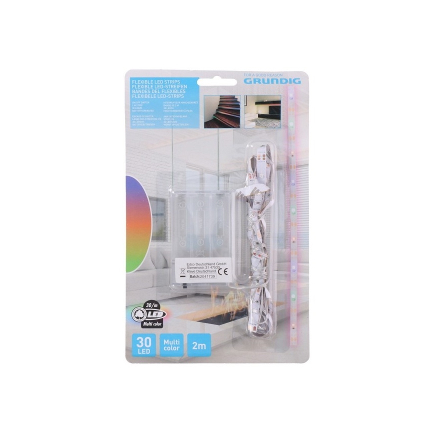 Grundig - Striscia LED 2m LED/3xAA multicolore