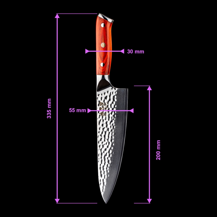 Gudaro - 5er-Set Damast-Küchenmesser MIYABI + magnetische Messerleiste