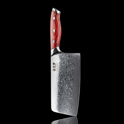 Gudaro - Accetta da cucina in acciaio damasco KENSHO 6,5, 67 strati d'acciaio, lunghezza 16,2 cm