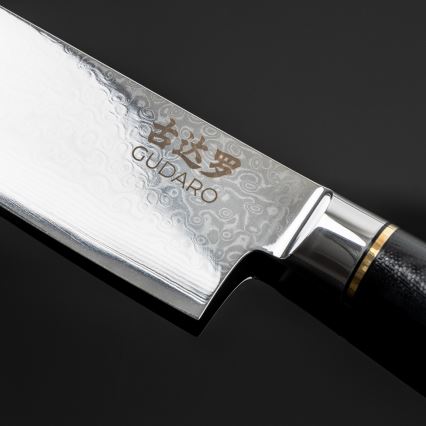 Gudaro - Santoku-Küchenmesser AKIRO 7, 67 Lagen Damaststahl, Klingenlänge 17,5 cm, schwarz