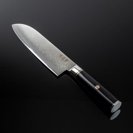Gudaro - Santoku-Küchenmesser AKIRO 7, 67 Lagen Damaststahl, Klingenlänge 17,5 cm, schwarz