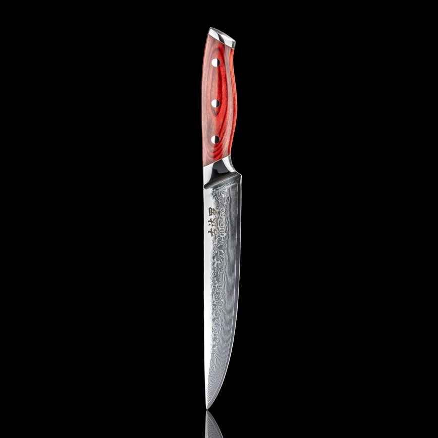 Gudaro - Coltello da affettare in acciaio damascato KENSHO 8, 67 strati d'acciaio, lunghezza lama 20 cm