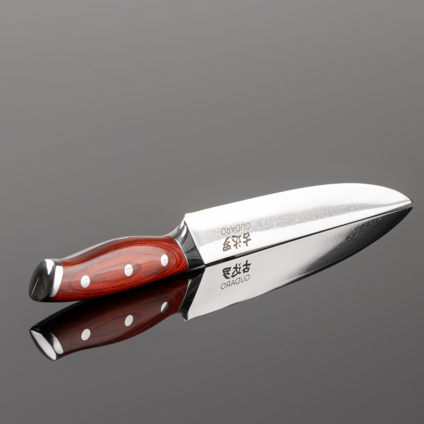 Gudaro - Coltello da affettare in acciaio damascato KENSHO 8, 67 strati d'acciaio, lunghezza lama 20 cm