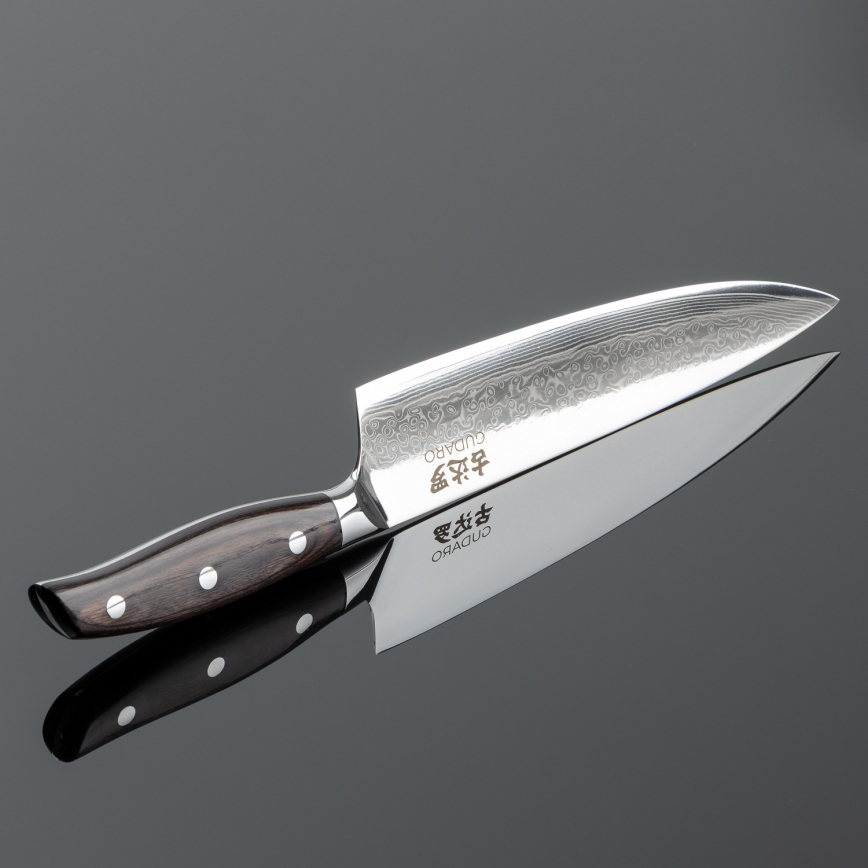 Gudaro - Coltello da chef damascato SHIRO 8, 67 strati d'acciaio, lunghezza 20 cm