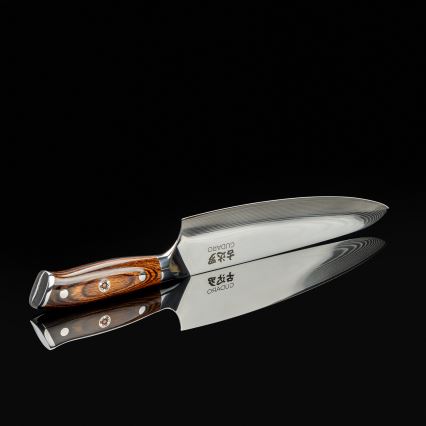 Gudaro - Coltello da chef in acciaio damasco FENG 8, 67 strati d'acciaio, lunghezza 20 cm