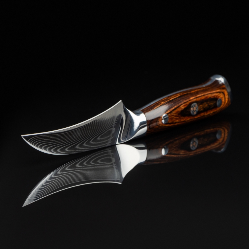 Gudaro - Coltello da cucina BIRD BEAK 7,6 cm, acciaio damascato