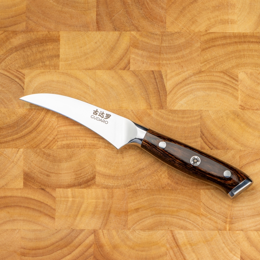 Gudaro - Coltello da cucina BIRD BEAK 7,6 cm, acciaio damascato