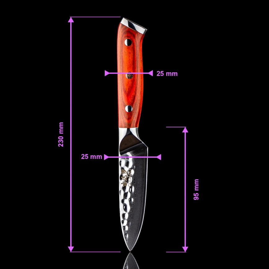 Gudaro - Coltello da cucina in acciaio damascato MIYABI 3,5, 67 strati di acciaio, lunghezza 9,5 cm