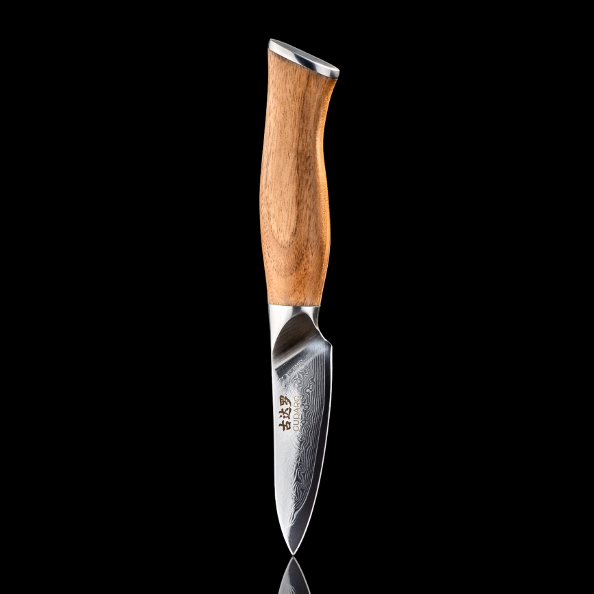 Gudaro - Coltello da cucina damascato TAKUMI 3,5, 67 strati d'acciaio, lunghezza 9,5 cm, manico in noce