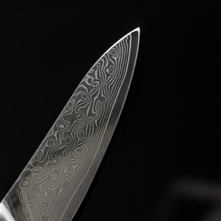 Gudaro - Coltello da cucina damascato TAKUMI 3,5, 67 strati d'acciaio, lunghezza 9,5 cm, manico in noce