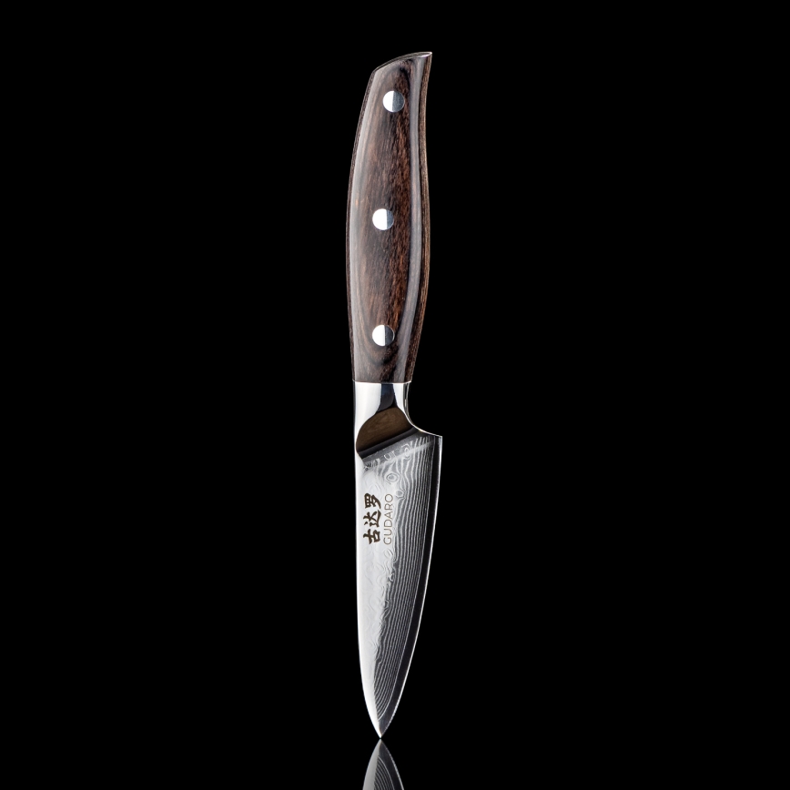 Gudaro - Coltello da cucina in damasco SHIRO 3,5, 67 strati d'acciaio, lunghezza 9,5 cm