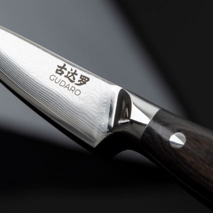 Gudaro - Coltello da cucina in damasco SHIRO 3,5, 67 strati d'acciaio, lunghezza 9,5 cm
