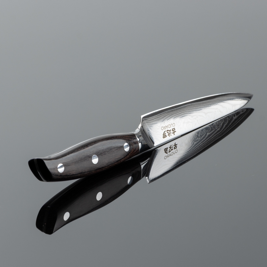 Gudaro - Coltello da cucina universale SHIRO 5, in acciaio damasco a 67 strati, lama 12,5 cm