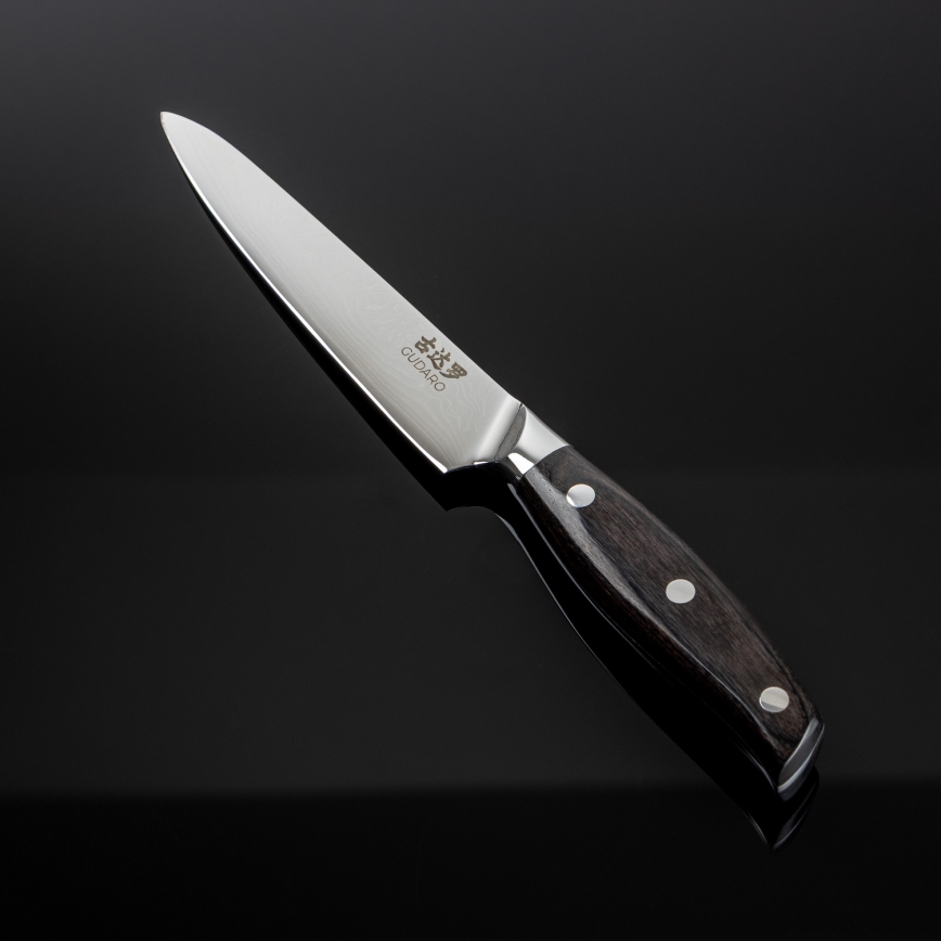 Gudaro - Coltello da cucina universale SHIRO 5, in acciaio damasco a 67 strati, lama 12,5 cm