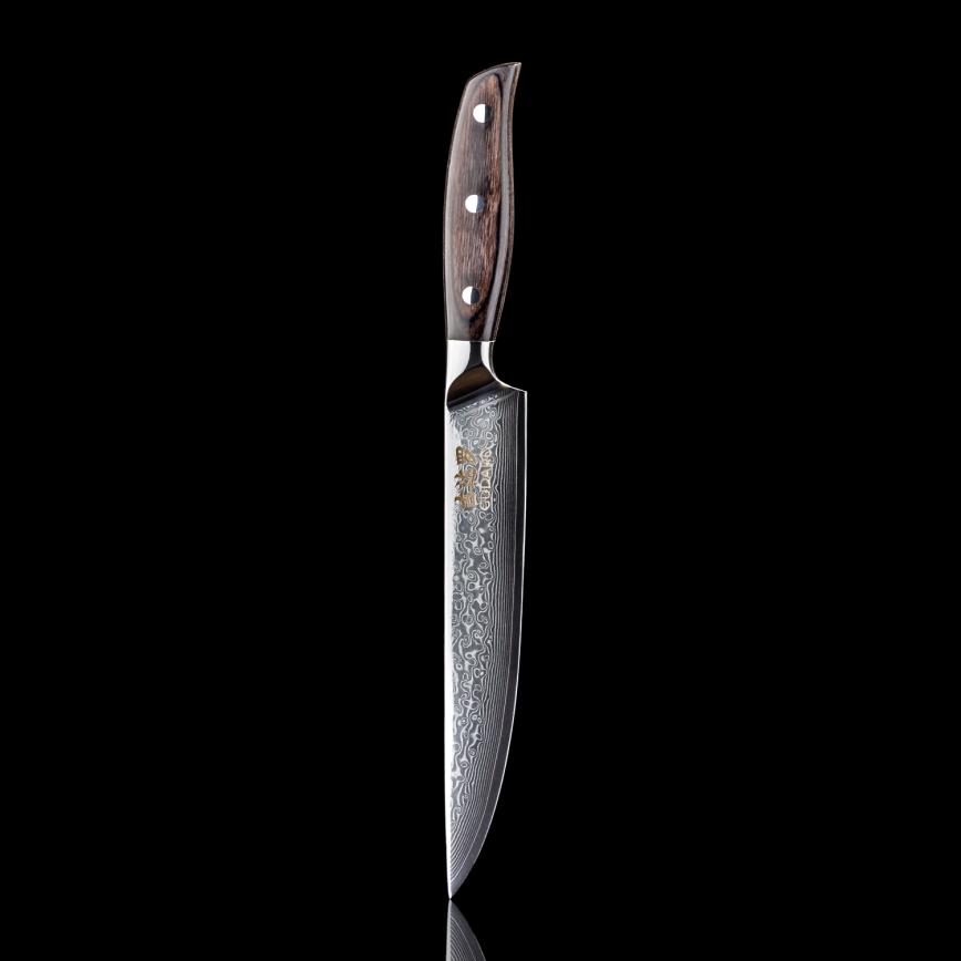 Gudaro - Coltello porzionatore damascato SHIRO 8, 67 strati di acciaio, lunghezza 20 cm