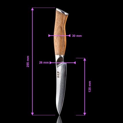 Gudaro - Coltello da cucina universale in acciaio damascato TAKUMI 5, 67 strati d'acciaio, lunghezza 12,5 cm, manico in noce