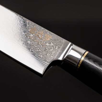Gudaro - Couteau de chef professionnel AKIRO 8, en acier damassé à 67 couches, longueur 20 cm, noir