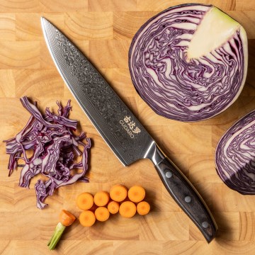 Gudaro - Couteau de chef en acier damassé SHIRO 8
