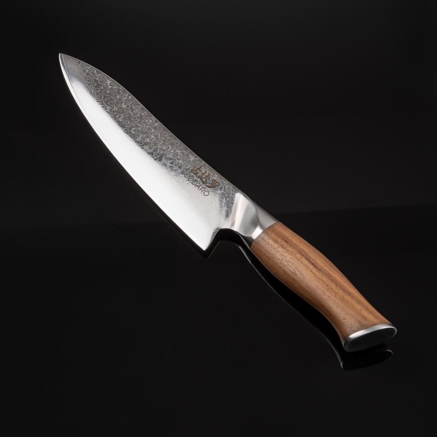 Gudaro - Couteau de chef damassé TAKUMI 8, 67 couches d'acier, longueur 20 cm, manche en noyer