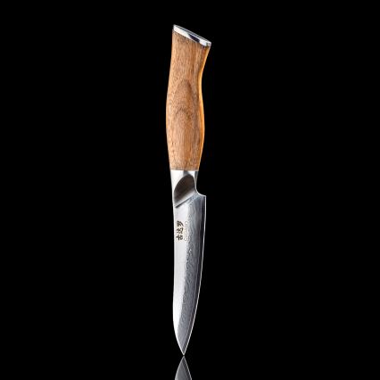 Gudaro - Couteau de cuisine polyvalent damassé TAKUMI 5, 67 couches d'acier, longueur 12,5 cm, manche en noyer