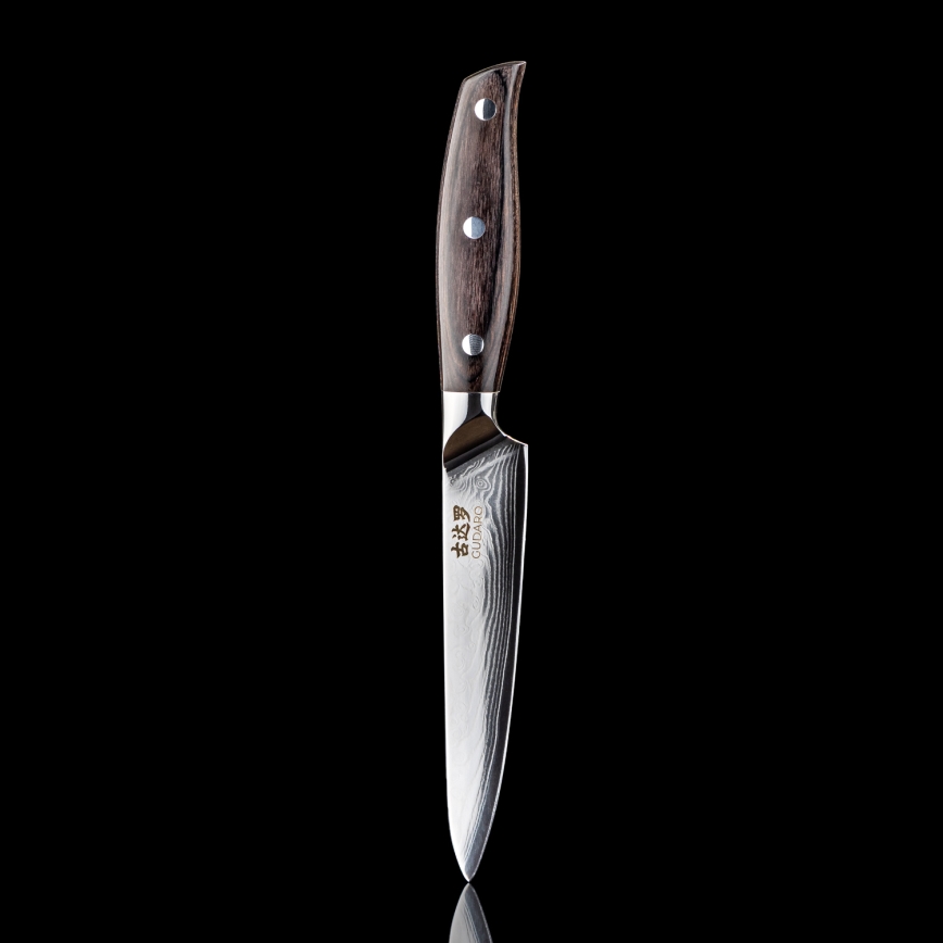 Gudaro - Universelles Damast-Küchenmesser SHIRO 5, 67 Lagen Stahl, Länge 12,5 cm