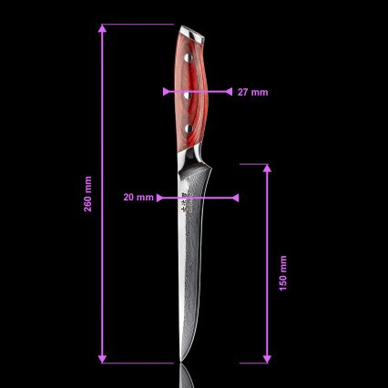 Gudaro - Damast-Ausbeinmesser KENSHO 6, 67-lagiger Stahl, Klingenlänge 15 cm