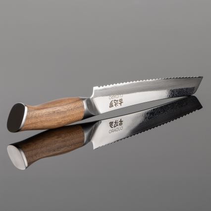 Gudaro - Damast-Brotmesser TAKUMI 8, 67-lagiger Stahl, Klingenlänge 20 cm, Walnussgriff
