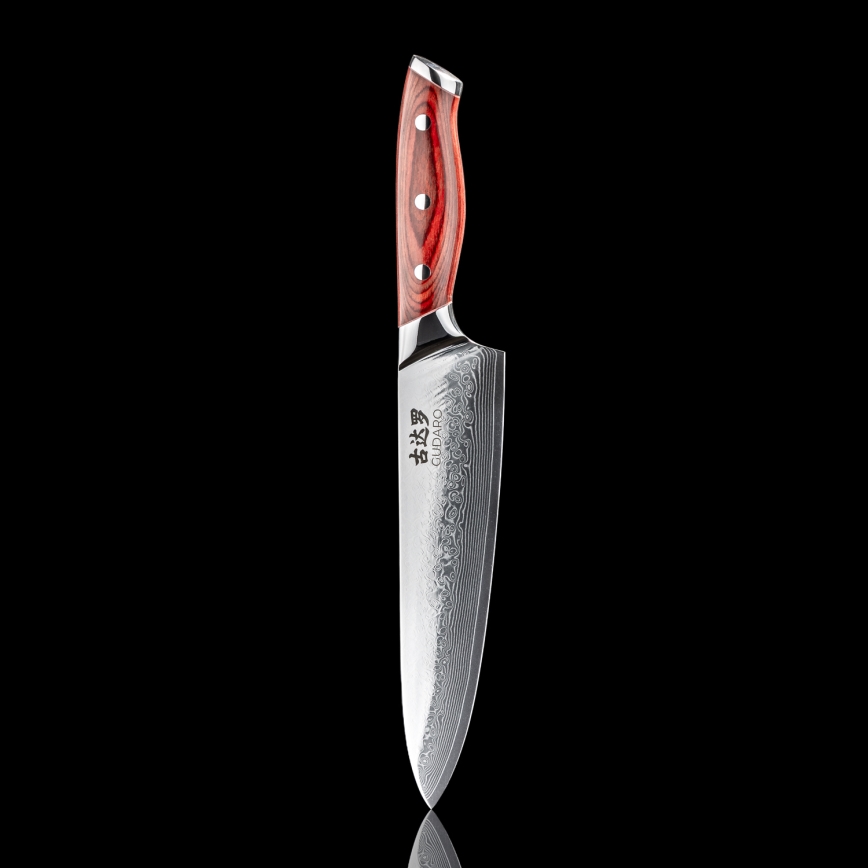 Gudaro - Damast-Kochmesser KENSHO 8, aus 67 Lagen Stahl, Klingenlänge 20 cm