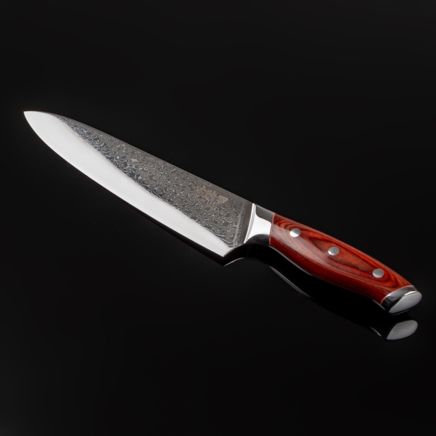 Gudaro - Damast-Kochmesser KENSHO 8, aus 67 Lagen Stahl, Klingenlänge 20 cm
