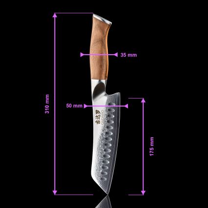 Gudaro - Damast-Santoku-Küchenmesser TAKUMI 7, 67 Lagen Stahl, Klingenlänge 17,5 cm, Walnussgriff
