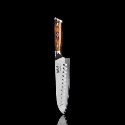 Gudaro - Damast-Santoku-Küchenmesser FENG 7,5, 67-lagiger Damaststahl, Klingenlänge 18 cm