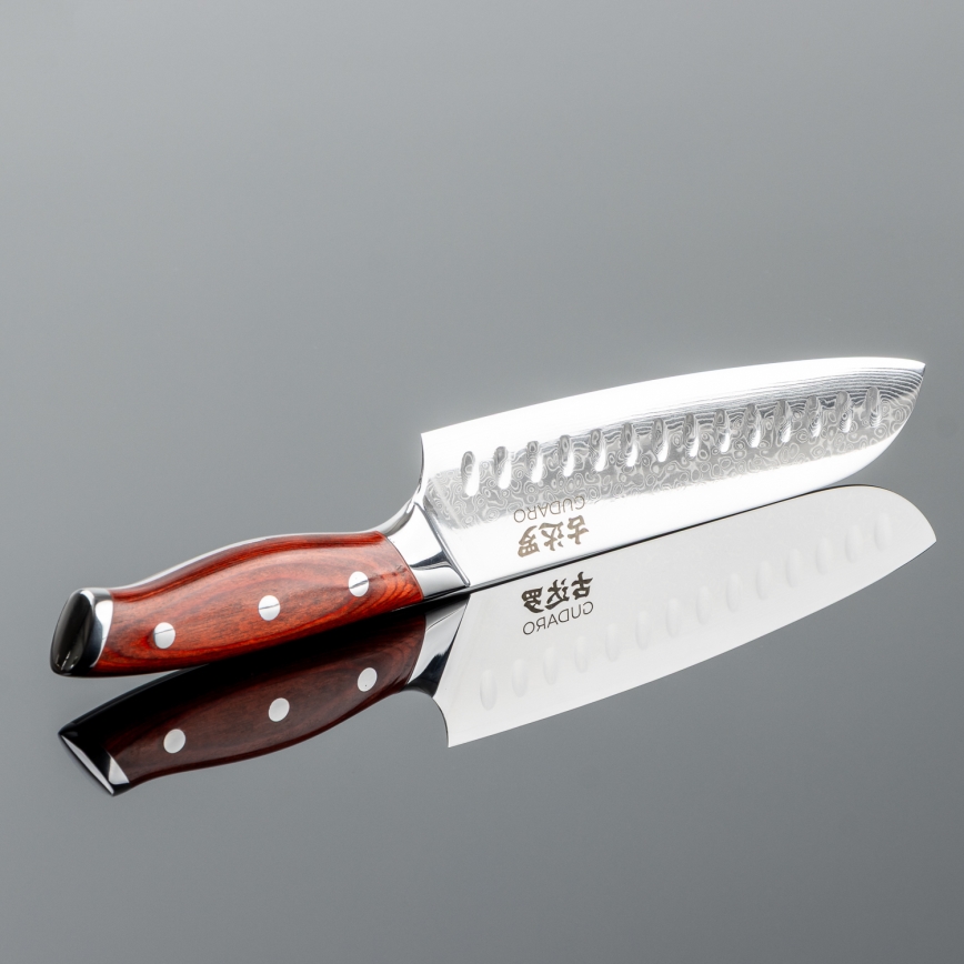 Gudaro - Damast-Santoku-Küchenmesser KENSHO 7, 67 Lagen Stahl, Länge 17,5 cm