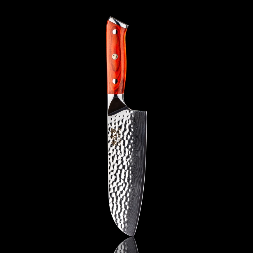 Gudaro - Damast-Santoku-Küchenmesser MIYABI 7, 67 Lagen Stahl, Klingenlänge 17,5 cm