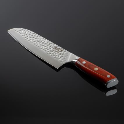 Gudaro - Damast-Santoku-Küchenmesser MIYABI 7, 67 Lagen Stahl, Klingenlänge 17,5 cm