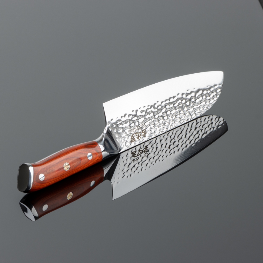 Gudaro - Damast-Santoku-Küchenmesser MIYABI 7, 67 Lagen Stahl, Klingenlänge 17,5 cm