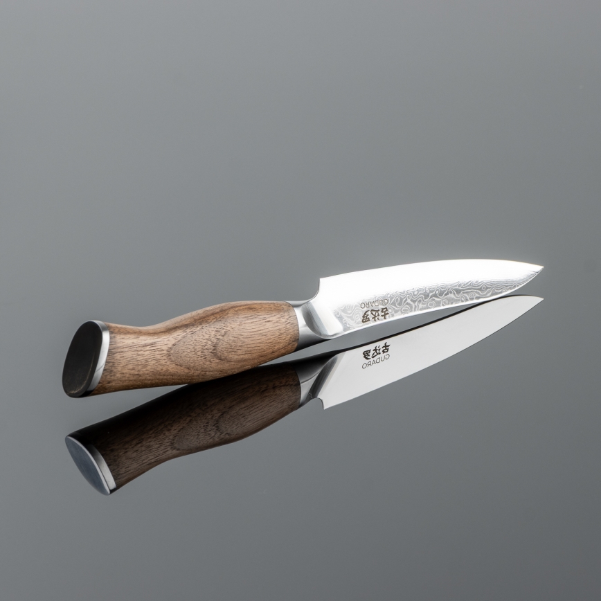 Gudaro - Damast-Universalküchenmesser TAKUMI 5, 67 Lagen Damaststahl, Klingenlänge 12,5 cm, Walnuss