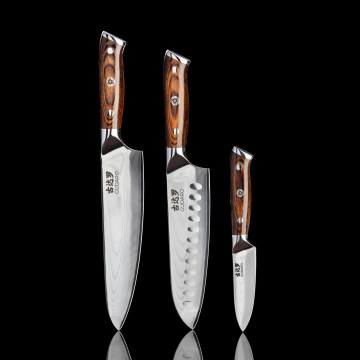 Gudaro - ENSEMBLE 1x couteau de chef en acier damassé FENG 8