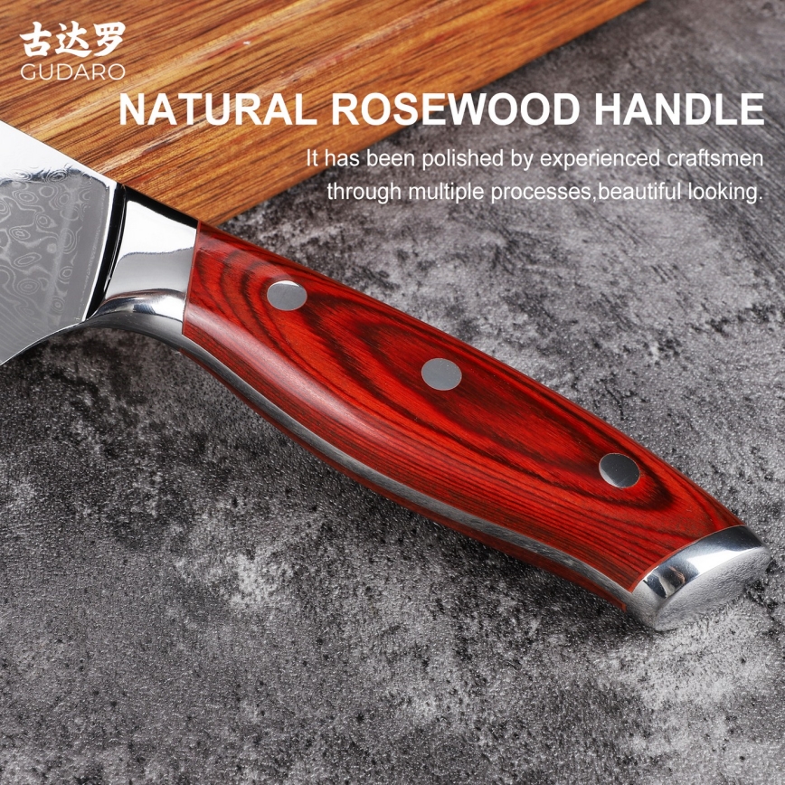 Gudaro - Ensemble KENSHO de 7 couteaux de cuisine avec bloc en acacia