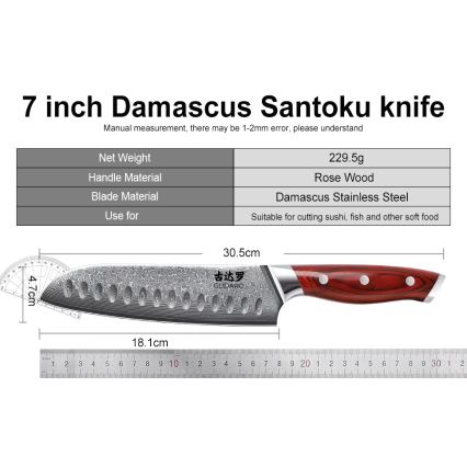 Gudaro - Ensemble KENSHO de 7 couteaux de cuisine avec bloc en acacia