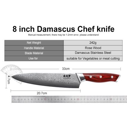 Gudaro - Ensemble KENSHO de 7 couteaux de cuisine avec bloc en acacia