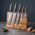 Gudaro - Lot de 5 couteaux de cuisine damassés SHIRO + support magnétique