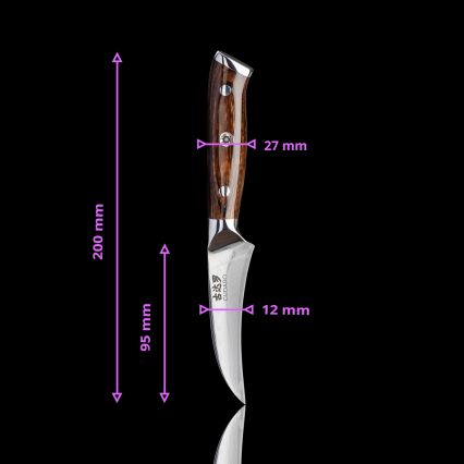 Gudaro - ENSEMBLE : 1x couteau de chef damassé FENG 8, en 67 couches d'acier, longueur 20 cm + 1x couteau de cuisine Santoku damassé FENG 7,5, en 67 couches d'acier, longueur 18 cm + 1x couteau d'office pour fruits damassé FENG 3,5, en 67 couches 