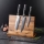 Gudaro - Set da 3 coltelli da cucina in acciaio damascato AKIRO + supporto magnetico